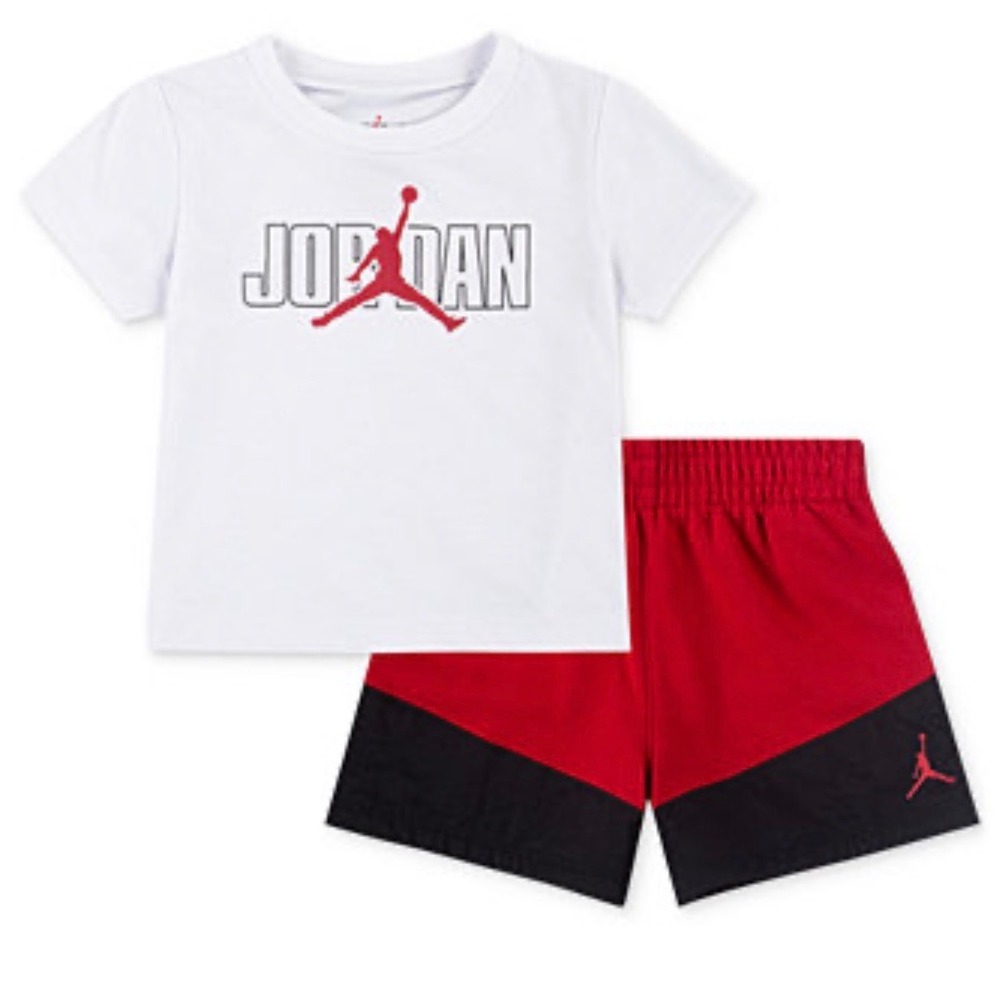 Jordan 2-Piece Shorts Set‎ Toddler White Black New Cotton Blend Jumpman 24 mos